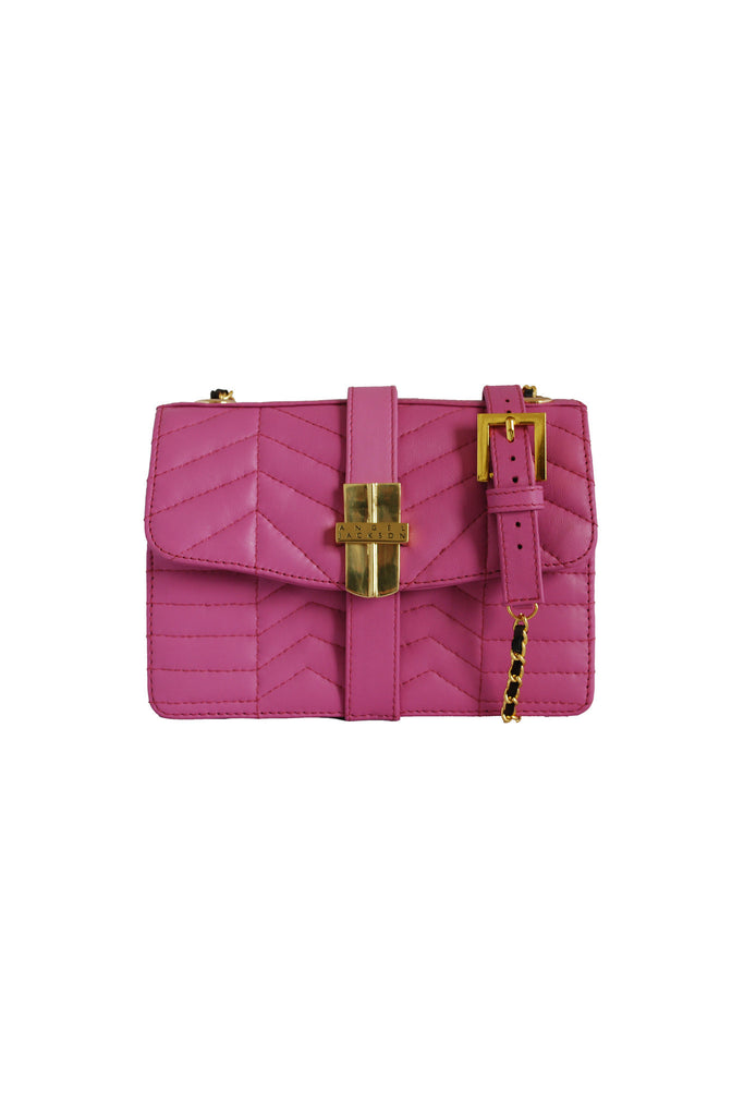 Signature Angel Jackson Mini Bag in Quilted Pink leather and gold hardware