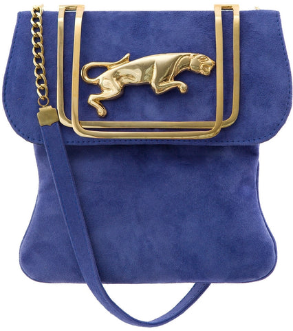 Vintage Style Angel Jackson Jaguar Satchel in Electric Blue Suede