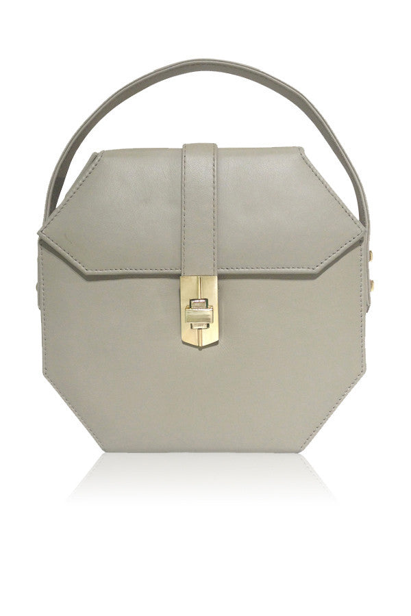 angel jackson beige nude hexagon satchel