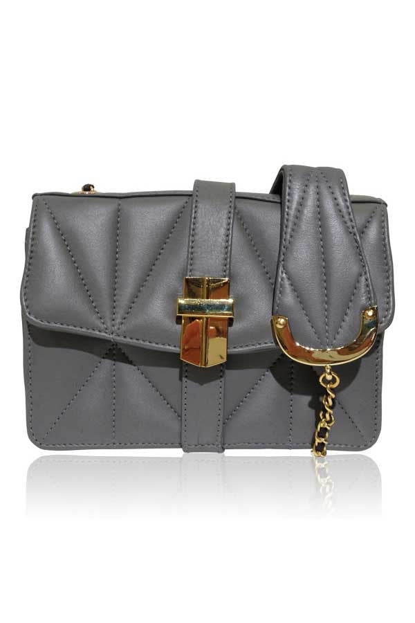 QUILTED SHEEP LEATHER MINI BOX BAG GREY