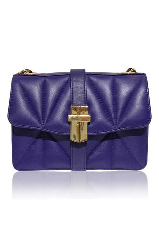 QUILTED SHEEP LEATHER MINI BOX BAG DARK PURPLE