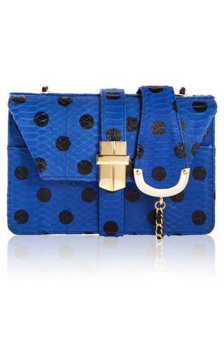 SPOTTY SNAKESKIN MINI BOX BAG IN BRIGHT BLUE