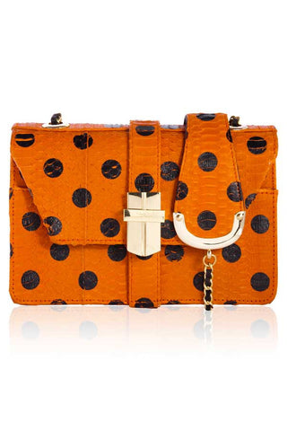 SPOTTY SNAKESKIN MINI BOX BAG IN BRIGHT ORANGE