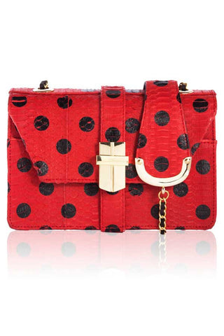 SPOTTY SNAKESKIN MINI BOX BAG IN BRIGHT RED