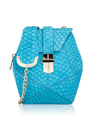 ethical Designer TILAPIA ATOMIC MINI BOX BAG IN TURQUOISE 