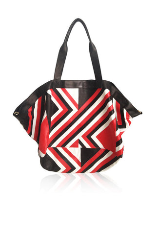 CHEVRON ORIGAMI TOTE  RED/BLACK/WHITE