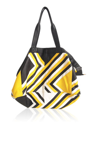 CHEVRON ORIGAMI TOTE  YELLOW/BLACK/WHITE