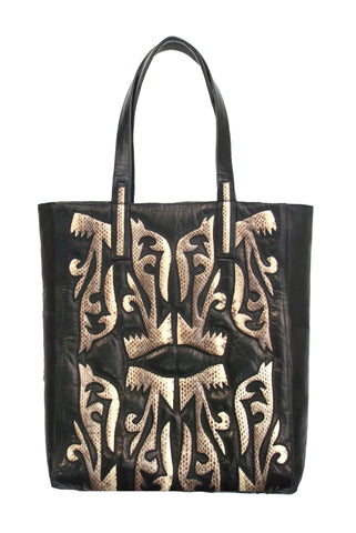 Leather and Snakeskin Cutwork Shopping Bag || Perfect for everyday