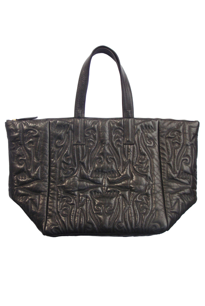 Large Every day Tote || Super soft stitched black leather