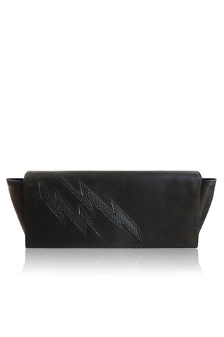 SLOGAN 'LIGHTENING' LEATHER AND SNAKESKIN CLUTCH