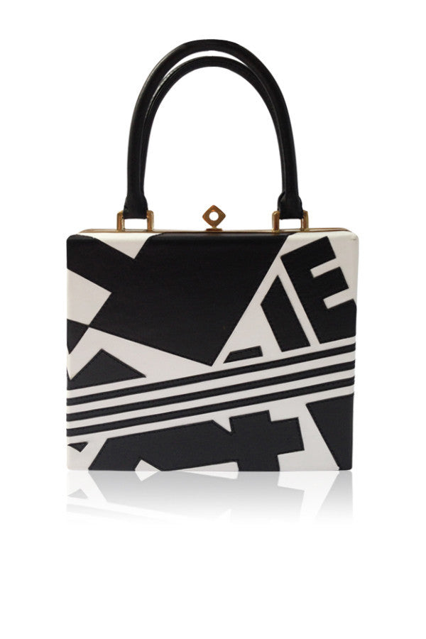 MONOCHROME LEATHER APPLIQUE FRAME SATCHEL