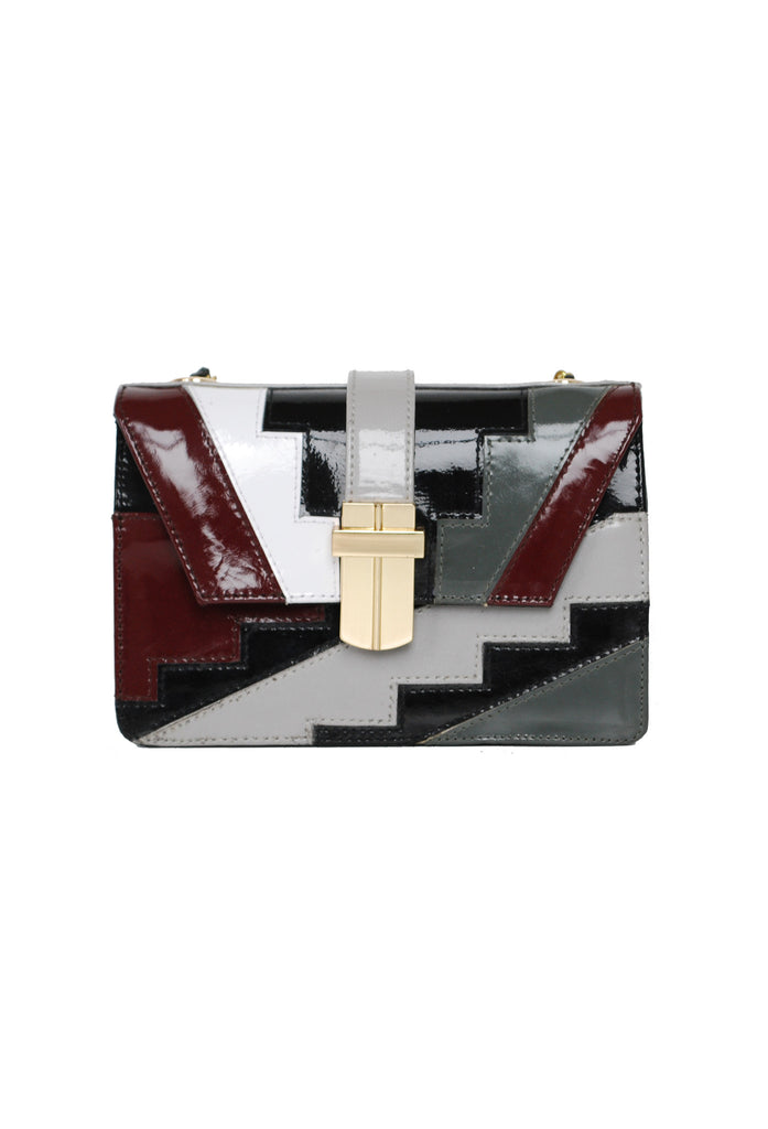 Patent leather Patchwork Mini Satchel || Signature Angel Jackson Gold Hardware