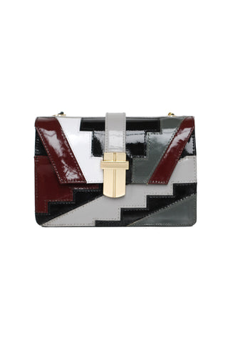 Patent leather Patchwork Mini Satchel || Signature Angel Jackson Gold Hardware