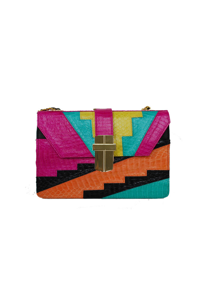 Patchwork Snakeskin Mini Satchel || Signature Angel Jackson Gold Hardware