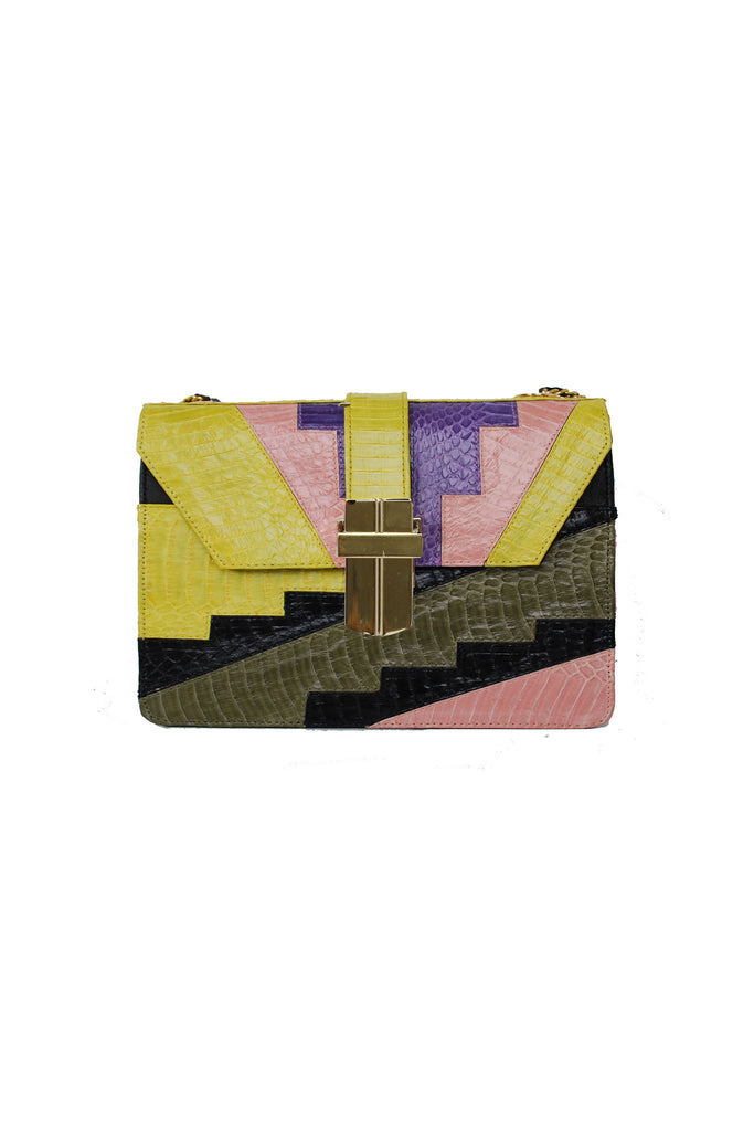 Patchwork Snakeskin Mini Satchel || Signature Angel Jackson Gold Hardware
