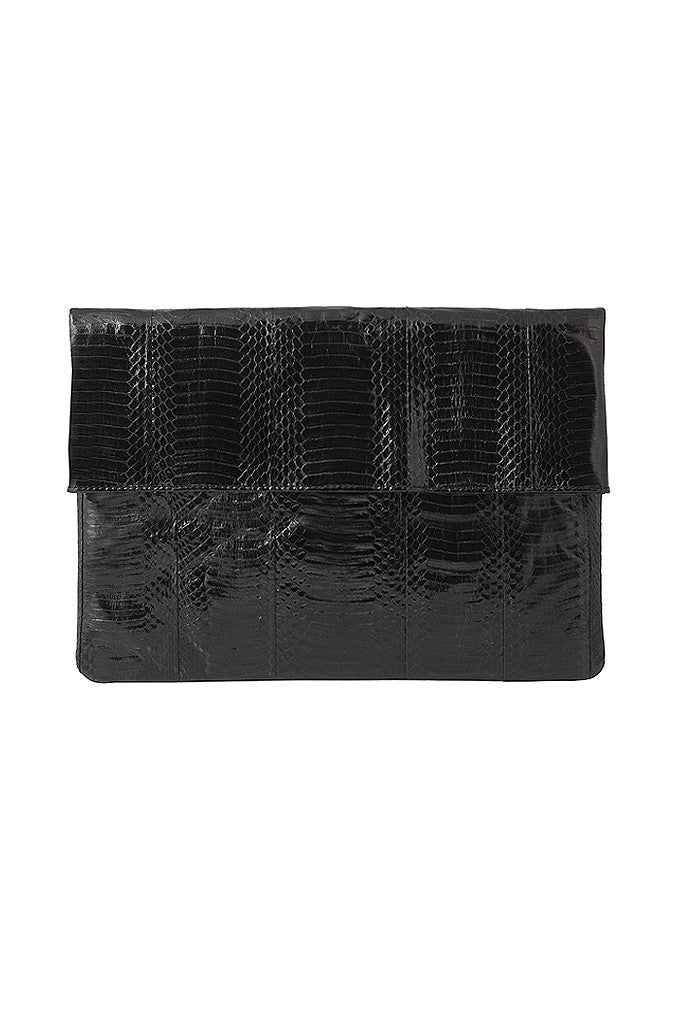 Classic Black Snakeskin Folding Clutch