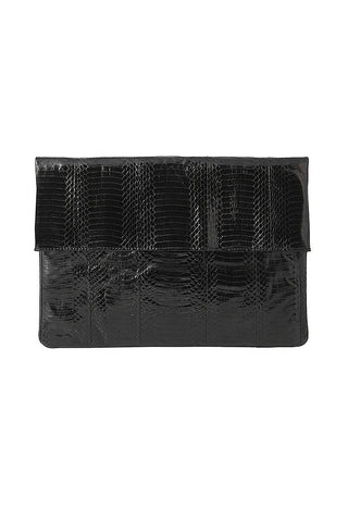 Classic Black Snakeskin Folding Clutch