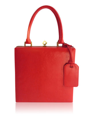 modern red leather designer handbag 