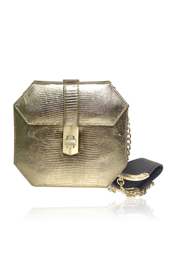 MINI ATOMIC STARLET SATCHEL GOLD LIZARD