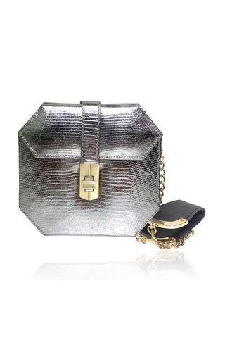 MINI ATOMIC STARLET SATCHEL SILVER LIZARD