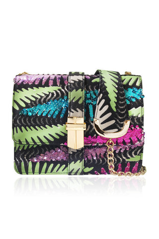 MINI PETRA EMBELLISHED SILK SATCHEL LIME