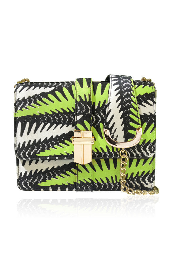 MINI PETRA HAND PRINTED SILK SATCHEL LIME