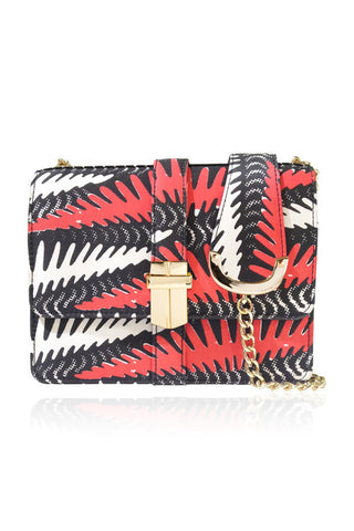 MINI PETRA HAND PRINTED SILK SATCHEL RED