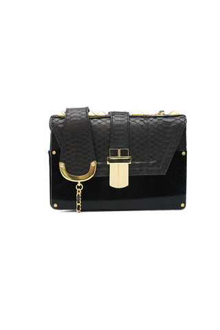 NOCTURNE MINI BOX BAG IN BLACK SNAKESKIN
