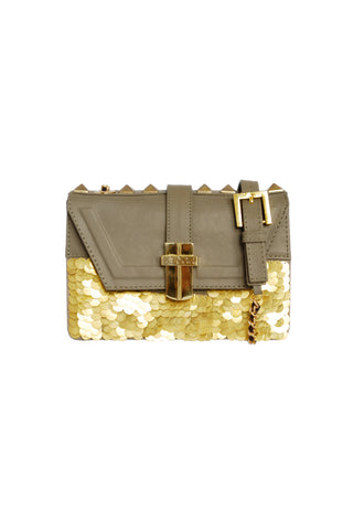 NOCTURNE PAPILIO MINI BOX BAG LIGHT KHAKI LEATHER