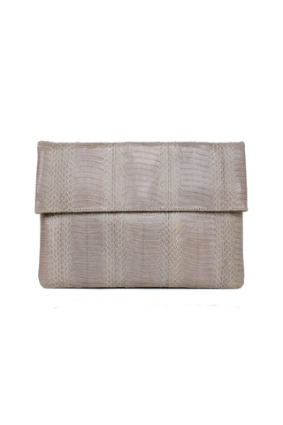 Angel Jackson clutch bag in light beige snakeskin 