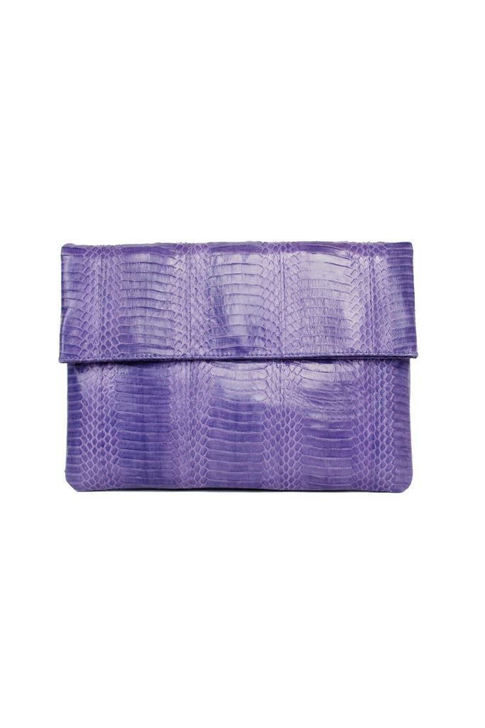 Classic Angel Jackson Folding Clutch in Purple snakeskin