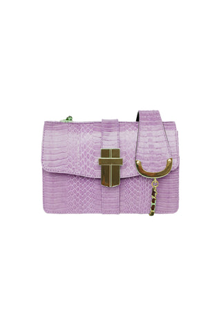 NEW SAMAYA MINI BOX BAG IN LAVENDER SNAKESKIN