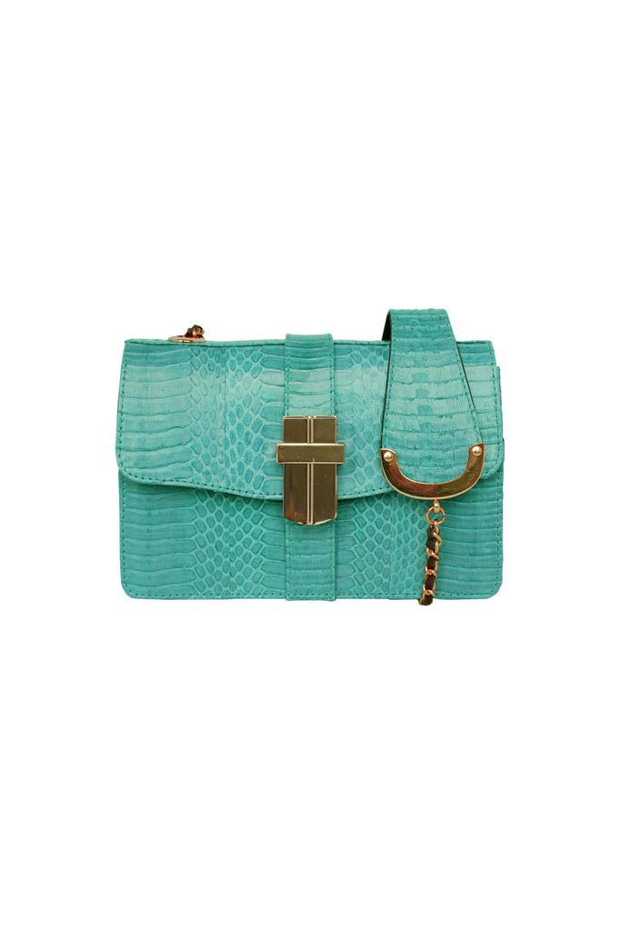 Signature Angel Jackson Mini satchel in Mint snakeskin with gold hardware