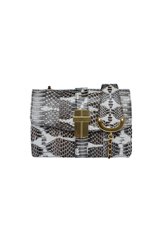 Signature Angel Jackson Mini satchel in Black and white Monochrome snakeskin with gold hardware