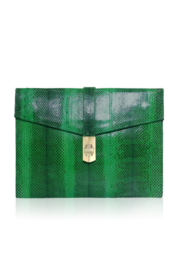 STARLET ENVELOPE CLUTCH BRIGHT GREEN BUCCATA