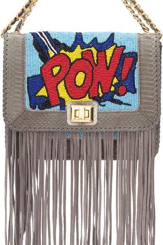 Iconic Angel Jackson Pop Art 'Pow Satchel' || Hand beaded with snakeskin trim