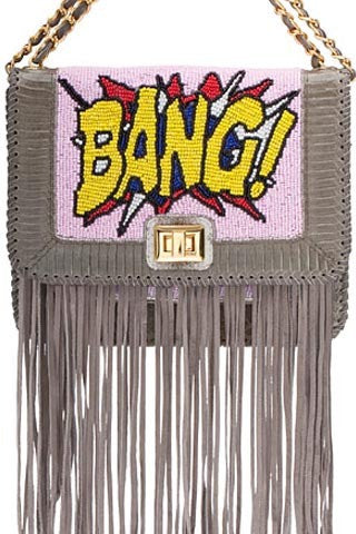 Angel Jackson Pop Art 'Bang' satchel || Hand Beading with snakeskin trim