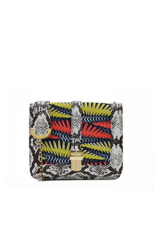 Classic Angel Jackson Satchel with Snakeskin Trim and Hand Printed Batiq fabric