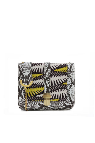 Classic Angel Jackson Satchel with Snakeskin Trim and Hand Printed Batiq fabric