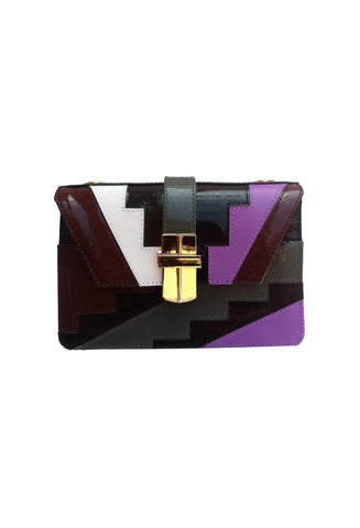 Patent Leather Patchwork Mini Satchel || Signature Angel Jackson Gold Hardware