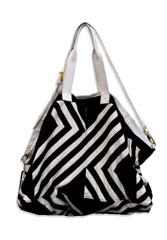 BLACK AND WHITE ORIGAMI TOTE