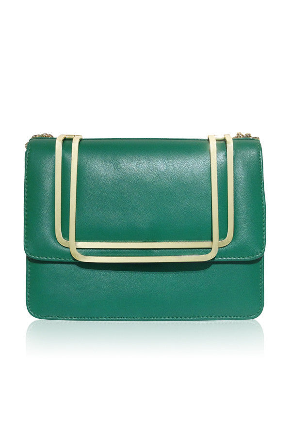 MINI PETRA SATCHEL GREEN LEATHER