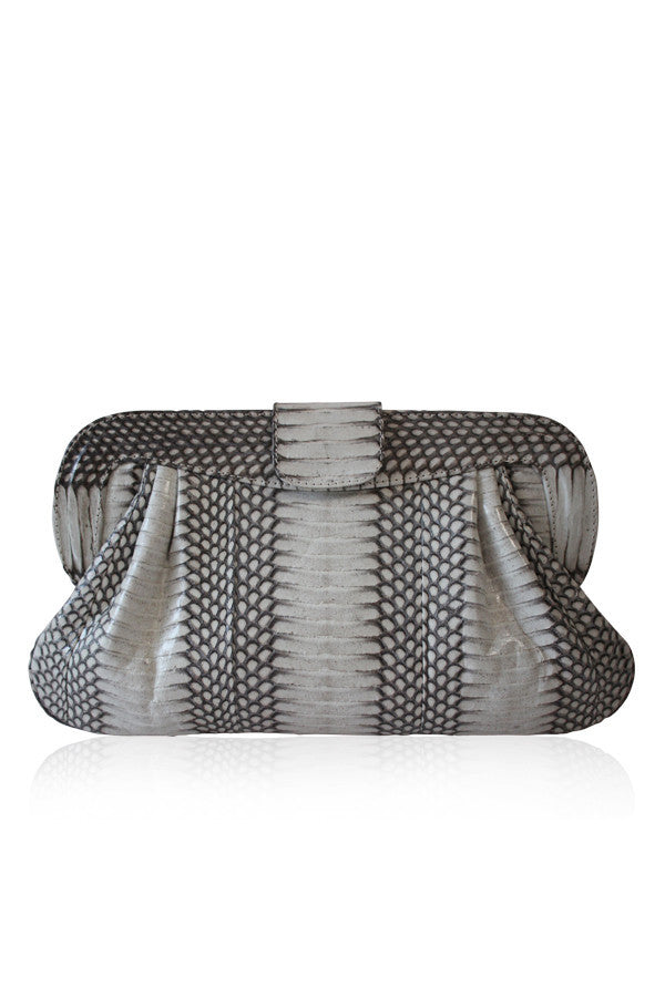 NATURAL SNAKESKIN LEATHER CHANDRA CLUTCH