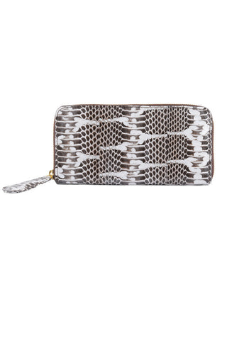 Classic Angel Jackson Black and White Monochrome Snakeskin Zip Wallet