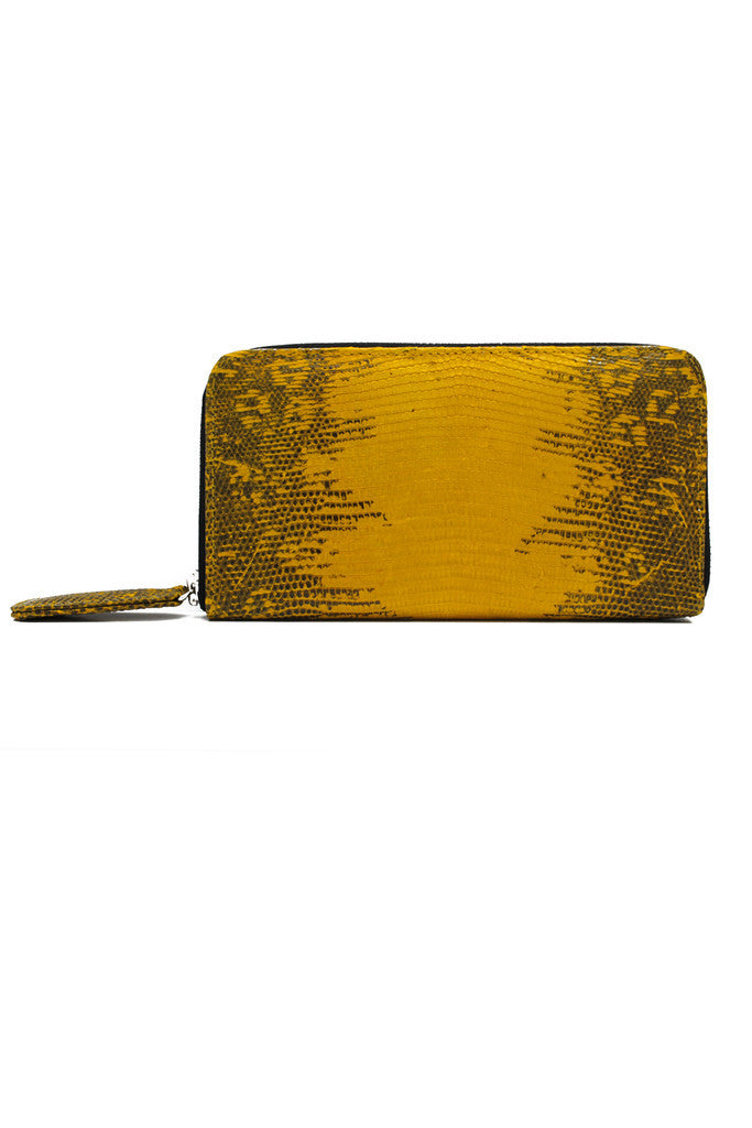 PETRA ZIP AROUND WALLET YELLOW LIZARD